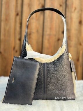 NWT Coach Shearling Brooklyn 28 Wallet Wristlet Pouch Set